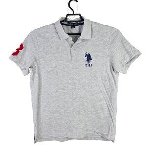 Mens US Polo Assn Gray Embroidered Polo Shirt Large Pony Short Sleeve Size L